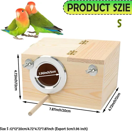 Miniatura 5 de kathson Caja nido de periquitos, casa de anidación de periquitos, cría de cacatúas, loros, caja de apareamiento para pájaros tortolitos pequeños