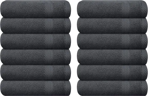 Miniatura 57 de GLAMBURG - Juego de 12 toallas faciales ultrasuaves de 13 x 13 pulgadas, 100% algodón, duraderas y altamente absorbentes, ideales para baño, cocina