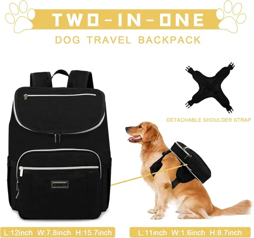 Miniatura 2 de BAGLHER Mochila de viaje para perros – Contenedor de comida desmontable para perros para suministros para mascotas, mochila para equipo de perro