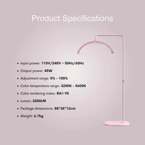 Miniatura 9 de Lámpara de mitad de luna con destellos para pestañas Lámpara LED regulable con diamantes para esteticistas de pestañas - Lámpara LED de pie