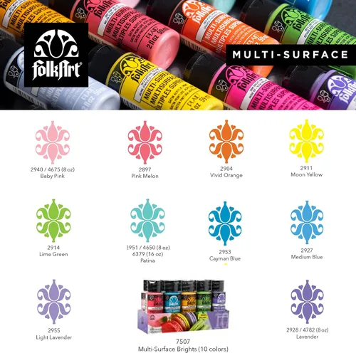 Miniatura 3 de FolkArt Color, juego de pintura acrílica multisuperficie de 10 botellas, 2 onzas, brillantes