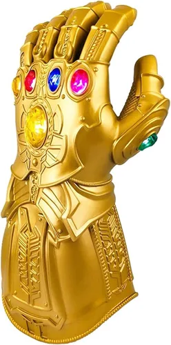 Miniatura 2 de Guante infinito de PVC iluminable para adultos guantes de guantelete de Iron Man Infinity Thanos dorados piedra infinita LED iluminada joya