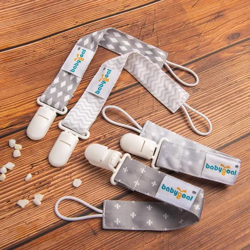 Miniatura 8 de Babygoal Clips neutros para chupete, paquete de 4 unidades con asa para chupetes y baberos, se adapta a la mayoría de chupones y baberos 4PS07-B