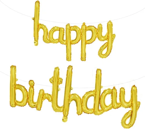 Miniatura 39 de TONIFUL Pancarta de Globos Negros de Feliz Cumpleaños de 16 Pulgadas con Letras de Papel de Aluminio Mylar, Cartel Banderín Reutilizable