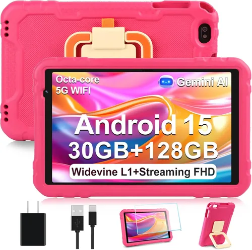 2025 Tableta de 10 pulgadas Android 15 Tablets 30GB RAM 128GB ROM 1TB de expansión, Tableta Octa-Core de 8000mAh con estuche a prueba de caídas,