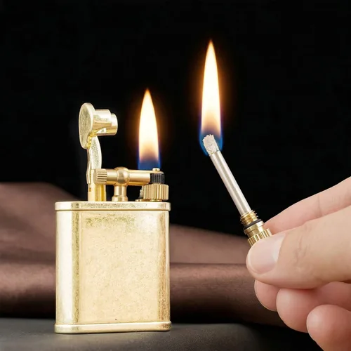 Miniatura 2 de 2 en 1 Lighetr - Encendedor de queroseno con brazo de elevación permanente, estilo antiguo, con fósforo permanente (bronce)