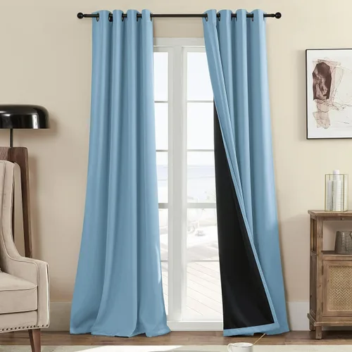 Miniatura 67 de Rutterllow - Cortinas 100% opacas, paneles de cortina con ojales, aislamiento térmico y bloqueo de luz para habitación y sala de estar