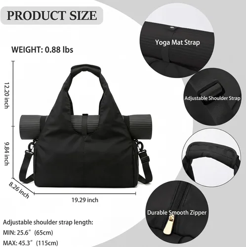 Miniatura 3 de Bolsa para esterilla de yoga, bolsa de gimnasio de yoga deportiva para mujer, bolsa ligera para esterilla de yoga con correa de yoga, bolsa de mano
