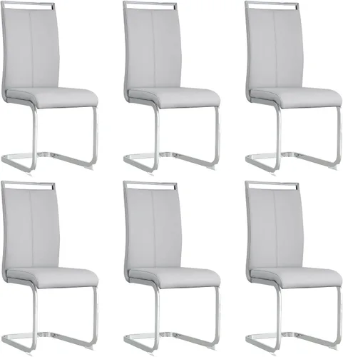 Miniatura 21 de gopop Juego de sillas de comedor, sillas modernas de metal con asiento acolchado de piel sintética, respaldo alto y patas cromadas resistentes, claro