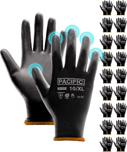 Miniatura 17 de PACIFIC PPE 18 pares de guantes de trabajo, guantes de punto sin costuras recubiertos de poliuretano, guantes de seguridad para pantalla táctil