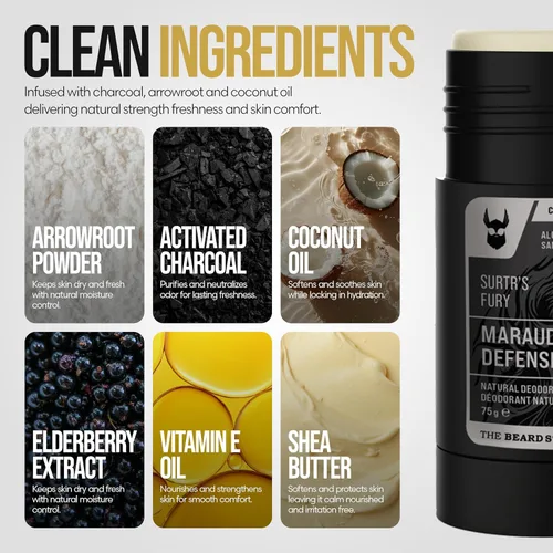 Miniatura 5 de The Beard Struggle Marauder's Defense - Desodorante con infusión de carbón natural para hombres, sin aluminio, colección Platino, Surtr's Fury