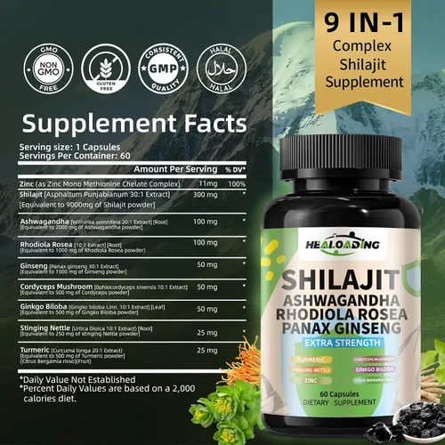 Miniatura 2 de Cápsulas de Shilajit del Himalaya: extracto purificado de Shilajit del Himalaya – Apoyo de energía natural y resistencia, vegano, sin OMG antiguo