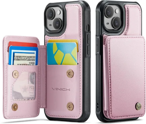 Miniatura 26 de Vinich Funda tipo cartera para iPhone 11 con tarjetero, bloqueo RFID, ranuras de crédito, función atril, a prueba de golpes, para iPhone 11 de 6.1