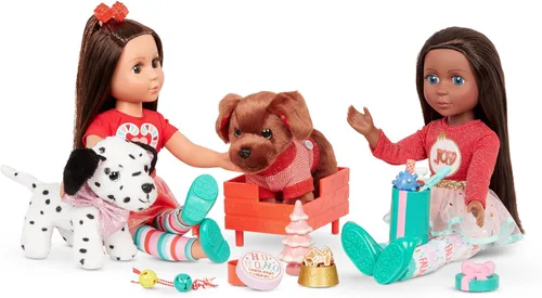 Miniatura 8 de Glitter Girls Accesorios para muñecas de 14 pulgadas - Juego de cachorros navideños - Juego de accesorios de 18 piezas y felpa de 6 pulgadas - Cama