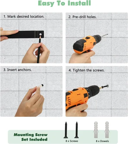 Miniatura 8 de Housolution Riel de cocina con 15 ganchos, 16 pulgadas montado en la pared, colgador de utensilios de cocina para cocina, 1 paquete, color negro