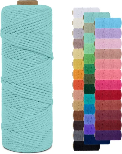 Miniatura 90 de Cuerda de macramé de 0.079 in para 219 yardas, cuerda de algodón natural para manualidades, hilo de cuerda de macramé de colores para colgar