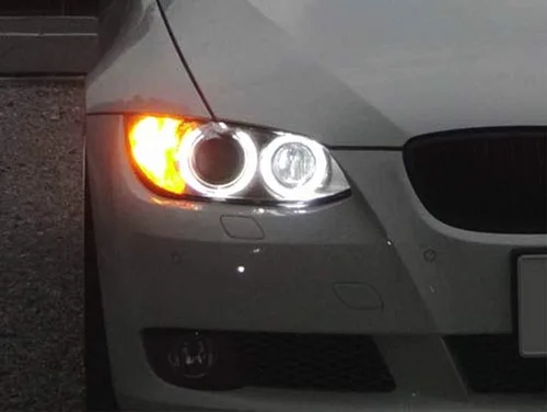 Miniatura 5 de iJDMTOY Bombillas LED 21-SMD PY24W 5200s de color amarillo ámbar sin errores compatibles con luces direccionales delanteras BMW, compatibles con BMW