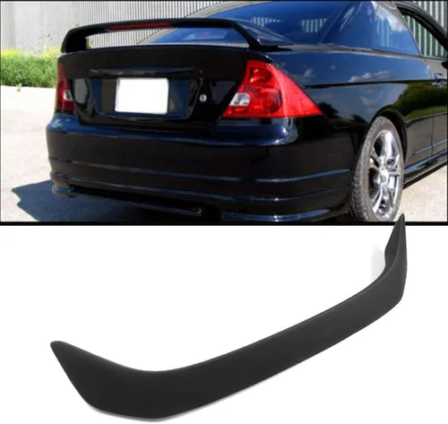 1 alerón trasero de ABS compatible con Honda Civic Coupe 2001-2005 para Honda Civic Coupé negro mate con tercera luz de freno, cola trasera