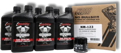 Klotz Kit de cambio de aceite sintético 20W-40 de 6 cuartos de galón para motocicleta Indian™ Thunderstroke