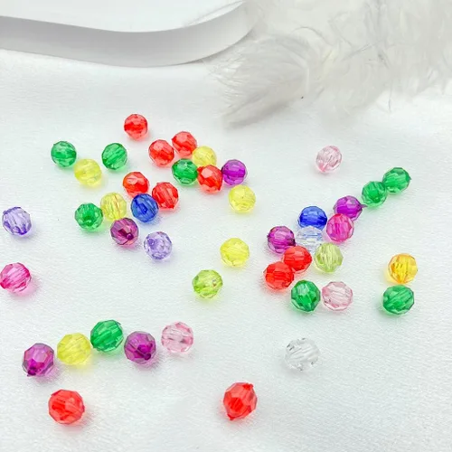 Miniatura 6 de 400 cuentas de cristal redondas acrílicas de 0.315 pulgadas (0.315 in), cuentas espaciadoras facetadas de color para hacer joyas, bricolaje, Rosa