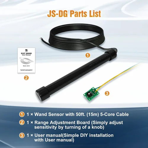 Miniatura 6 de JUJIANG JS-DG Sensor universal de vehículo para sistemas de abridor automático de puertas, varita de salida con cable con cable de 50 pies, kit