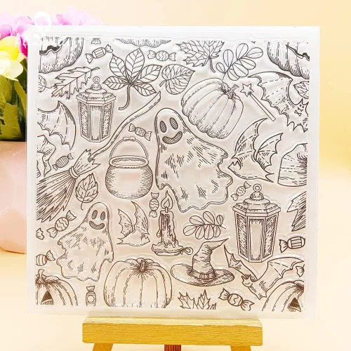 Miniatura 2 de Alinacutle Sellos transparentes de Halloween para manualidades, fantasma, para tarjetas hechas a mano, álbumes de recortes y álbum