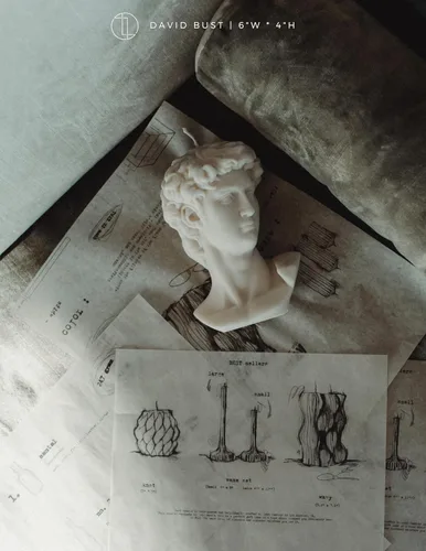 Miniatura 3 de LAWA - Vela de busto de David, vela perfumada de cera de soja hecha a mano, elegante vela estética, regalo de inauguración de la casa, idea de Blanco