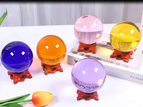 Miniatura 4 de Bola de Cristal Púrpura de 60mm con Soporte de Madera y Caja de Regalo para Magia, Lente de Fotografía, Decoración Familiar, Adivinación, Feng Shui