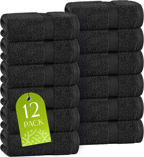 Miniatura 19 de Toallas de mano blancas clásicas para baño [paquete de 12] Toallas de mano de algodón a granel para gimnasio, cocina y spa, 16x27 pulgadas, toallas
