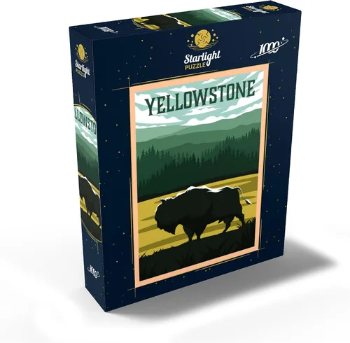 Miniatura 2 de MyPuzzle Bisons in Yellowstone Parque Nacional Art Deco Estilo Vintage Poster Ilustración - Rompecabezas premium de 1000 piezas para adultos