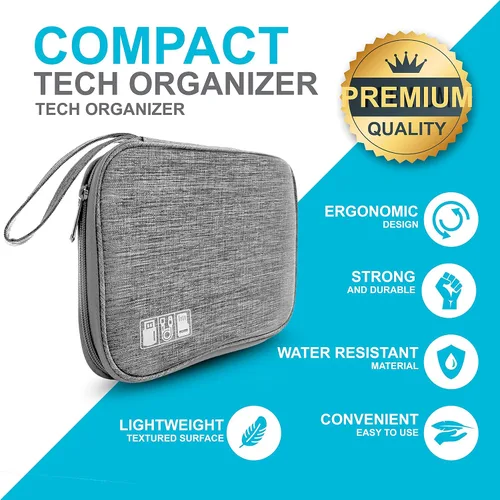 Miniatura 2 de Organizador de cargador electrónico - Funda de cable de viaje para cables, cargadores y accesorios tecnológicos