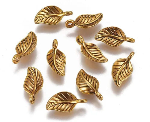 Miniatura 13 de Craftdady Pendientes colgantes de elefante dorado con suerte - Dijes de Jesús en oro antiguo, peces, hojas budistas, ojos malvados, amuletos