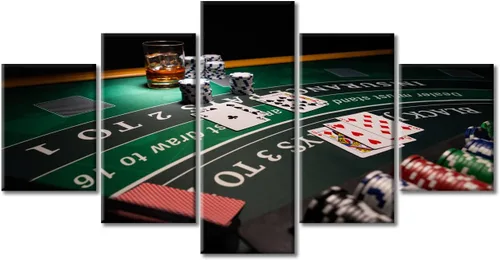 Miniatura 80 de TUMOVO 5 paneles para decoración del hogar, fichas apiladas, obras de arte modernas y contemporáneas grandes para bar, pub, club, fotos, tarjetas