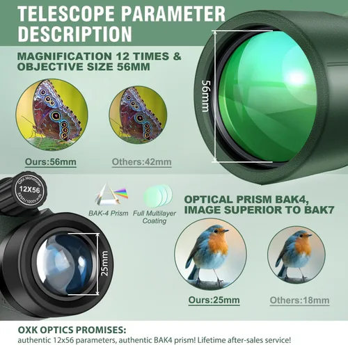Miniatura 3 de Telescopio monocular de 12 x 56 pulgadas de alta potencia para adultos Viene con adaptador para smartphone, trípode, bolsa de viaje Para