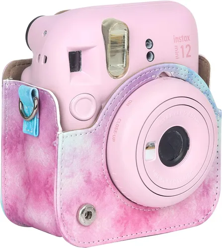 Miniatura 5 de Funda para cámara instantánea Fujifilm Instax Mini 12, funda de poliuretano con correa extraíble para cámara Fujifilm Instax Mini 12 (rosa/azul)