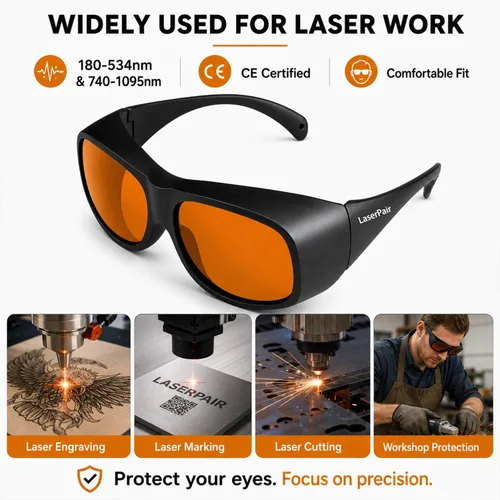 Miniatura 4 de LaserPair - Gafas de seguridad láser de 355 nm, 405 nm, 445 nm, 450 nm, 532 nm, 740 nm, 980 nm, 1064 nm, q conmutadas, gafas de eliminación