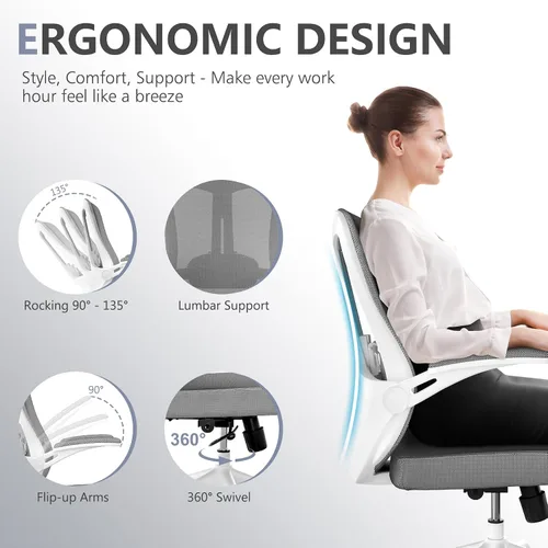 Miniatura 5 de Silla de oficina, silla ergonómica de escritorio cómoda para el hogar, silla de juegos con respaldo medio con ruedas, altura ajustable, soporte