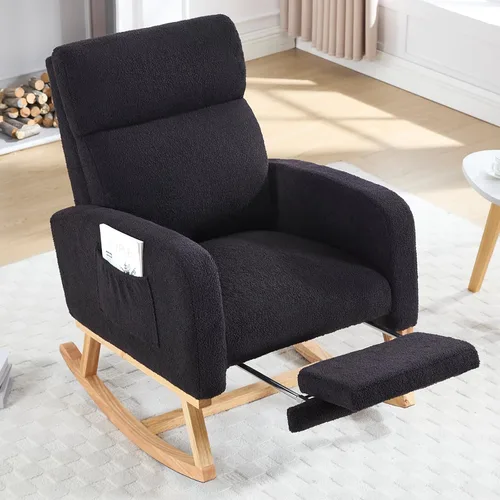 Miniatura 16 de HCHAIRH Mecedora para cuarto de bebé, sillas mecedoras de lactancia con reposapiés para mamá, silla mecedora con reposapiés y respaldo alto