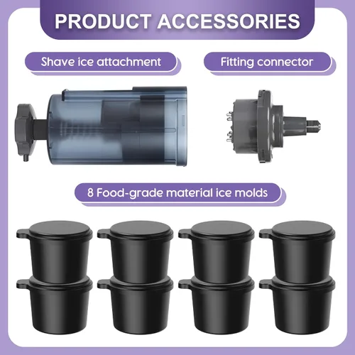 Miniatura 3 de Accesorio de hielo afeitado para batidora de pie KitchenAid, accesorio mejorado para máquina de cono de nieve con 8 moldes de hielo reutilizables