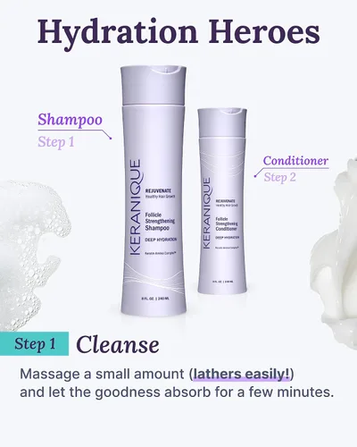 Miniatura 7 de Keranique Champú estimulante del cuero cabelludo de hidratación profunda para cabello seco y adelgazante – Queratina, biotina y niacinamida