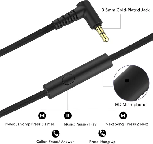 Miniatura 5 de R10 - Auriculares sobre la oreja con micrófono, auriculares de bajos estéreo ligeros y plegables con cable de 1.5M sin enredos, auriculares