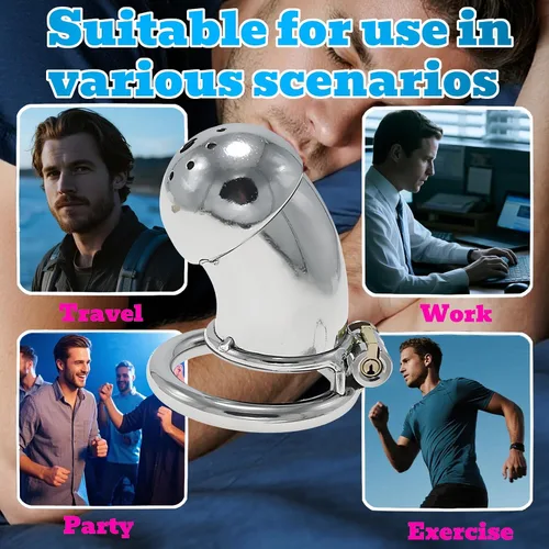 Miniatura 5 de Jaula de acero inoxidable para hombre con bloqueo de pene con cerradura de metal castidad dispositivo de castidad masculina jaula de polla juguetes