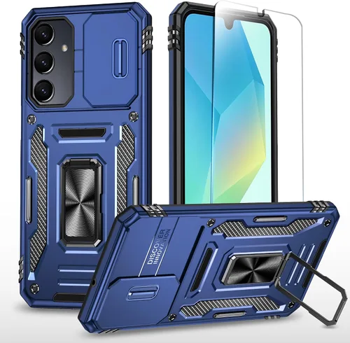 Miniatura 18 de SunStory Funda compatible con Samsung Galaxy A17 5G con protector de pantalla HD, cubierta de cámara deslizante y soporte de anillo giratorio, a