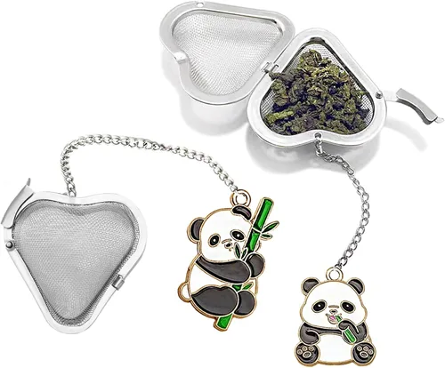 2 piezas de té de hojas sueltas más empinadas, lindo colador de té, infusor de té en forma de corazón de acero inoxidable, bola de té para regalos