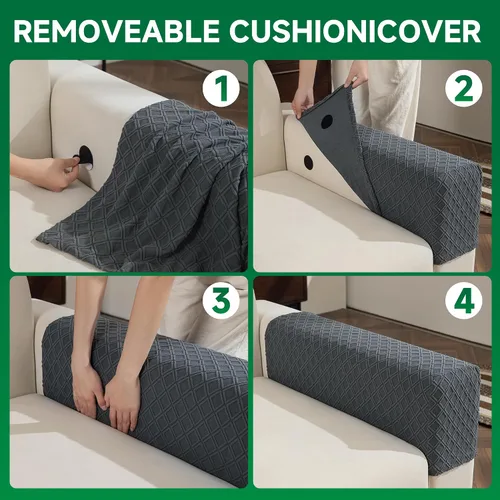 Miniatura 4 de OHSIO Funda para sofá, funda elástica para sofá, funda de cojín de asiento suave, lavable, funda de sofá modular en forma de L, resistente al Gris