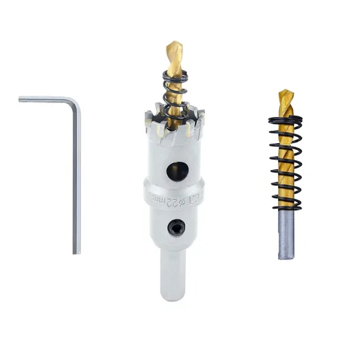 Miniatura 16 de Luomorgo 1-1/2" 1.496 in TCT Sierra de agujero de carburo de tungsteno con punta de carburo de tungsteno con 2 brocas piloto chapadas en titanio