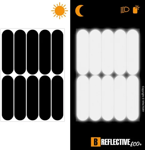 Miniatura 2 de Juego de 10 calcomanías reflectantes, seguridad para la visibilidad nocturna, autoadhesivo universal para bicicletas, cochecitos de bebés, cascos