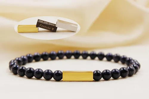 Miniatura 44 de Pulseras de cuentas personalizadas, Pulsera de piedras preciosas de 0.236 in, Pulsera grabada con láser, Pulsera de piedra natural, Pulseras unisex
