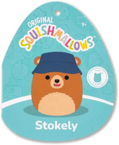 Miniatura 5 de Squishmallows Stokely el oso Kodiak marrón original de 12 pulgadas con vientre mullido y sombrero de pescador, peluche oficial de Jazwares