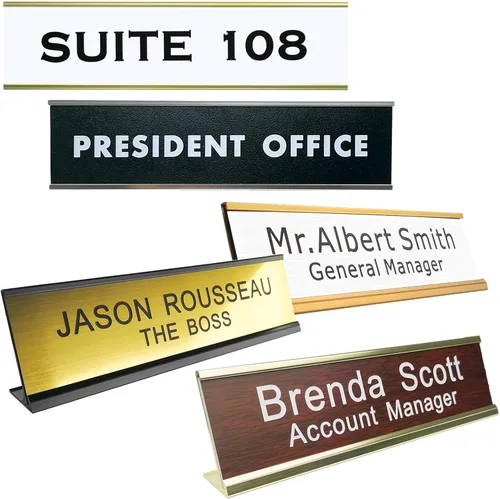 Placa personalizada con nombre con soporte para pared o escritorio, grabado personalizado 2 x 8